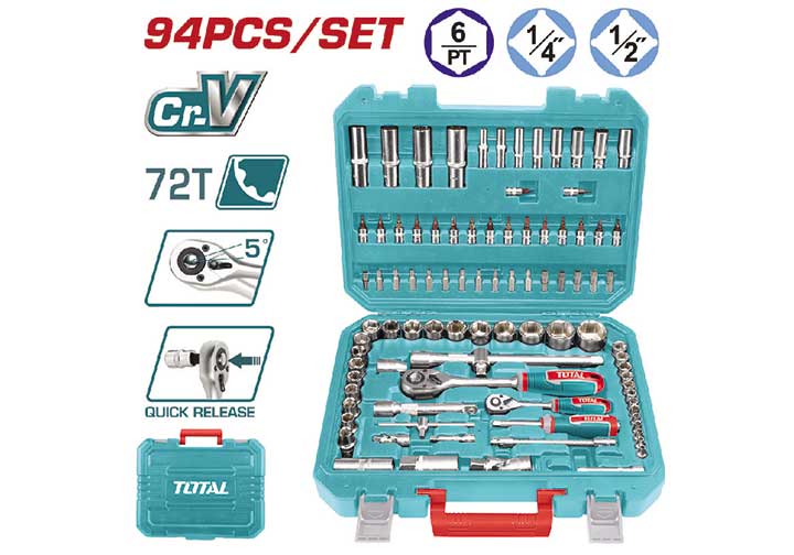 1/4" và 1/2" Bộ tuýp 94 chi tiết Total THT421942