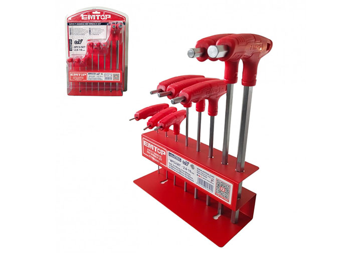 2-10mm Bộ lục giác đầu bằng chữ T 8 chi tiết Emtop ETHW6061