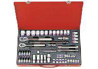 1/4" + 3/8" + 1/2" bộ tuýp 62 chi tiết hệ mét Kingtony 9063MR