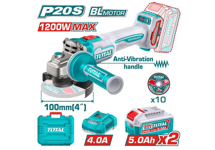 20V Máy mài góc 100mm dùng pin Total TAGLI2120232