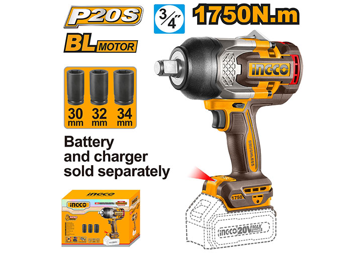 20V Máy siết bu lông dùng pin (chỉ thân máy) Ingco CIWLI201351