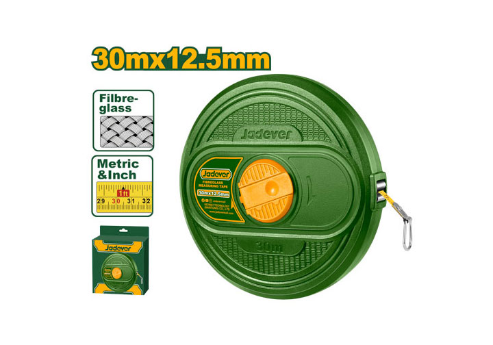 30mx12.5mm Thước cuộn sợi thủy tinh hệ inch và mét Jadever JDMT2530