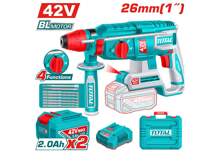 42V Máy khoan búa 4 chức năng dùng pin P42M Total TRHLI422682