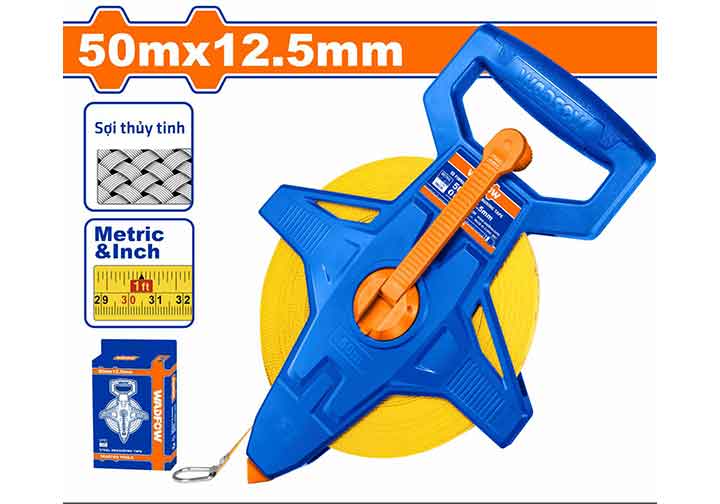 50mx12.5mm Thước cuộn sợi thủy tinh hệ inch và mét Wadfow WMT2550 50mx12.5mm Thước cuộn sợi thủy tinh hệ inch và mét Wadfow WMT2550