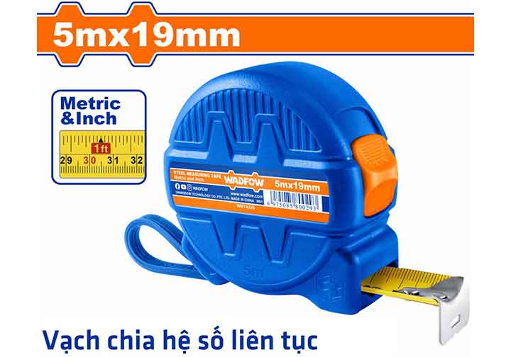 5mx19mm Thước cuộn thép hệ inch và mét Wadfow WMT4320 5mx19mm Thước cuộn thép hệ inch và mét Wadfow WMT4320