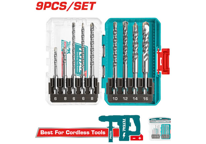 6-16mm Bộ mũi khoan bê tông chuôi SDS 9 chi tiết Total TACSDL30906