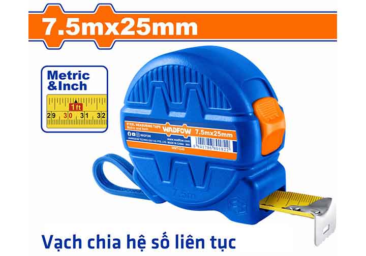 7.5mx25mm Thước cuộn thép hệ inch và mét Wadfow WMT4340 7.5mx25mm Thước cuộn thép hệ inch và mét Wadfow WMT4340