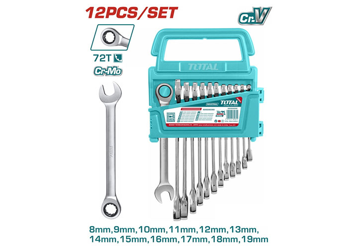8-19mm Bộ cờ lê vòng miệng tự động 12 chi tiết Total THT102RK0126