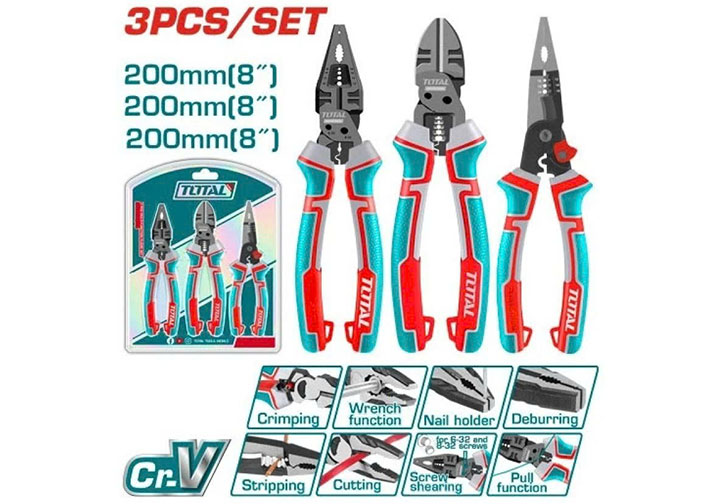 8" Bộ kìm đa năng 3 chi tiết Total THT2MK231