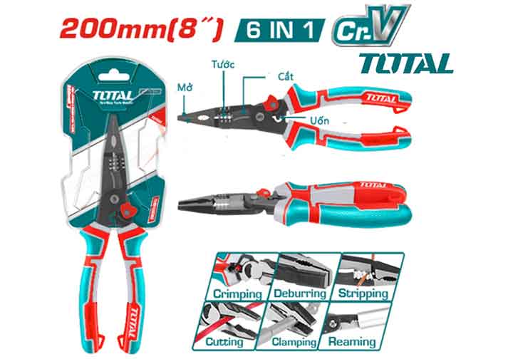 8" Kìm mũi nhọn năng 6 trong 1 Total THTMF286