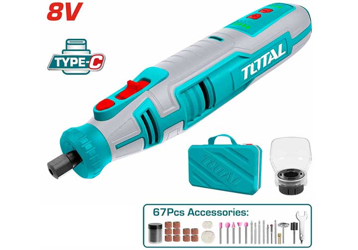 8V Máy mài khuôn 3.2mm dùng pin Total TMGLI0801