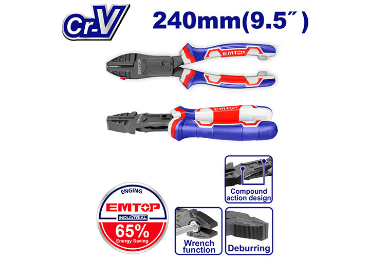 9.5" Kìm điện cao cấp trợ lực 65% Emtop EPLRCC0951