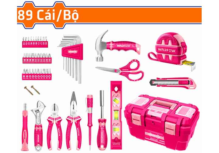 Bộ đồ nghề cầm tay (màu hồng) 89 chi tiết Wadfow WHS3B89
