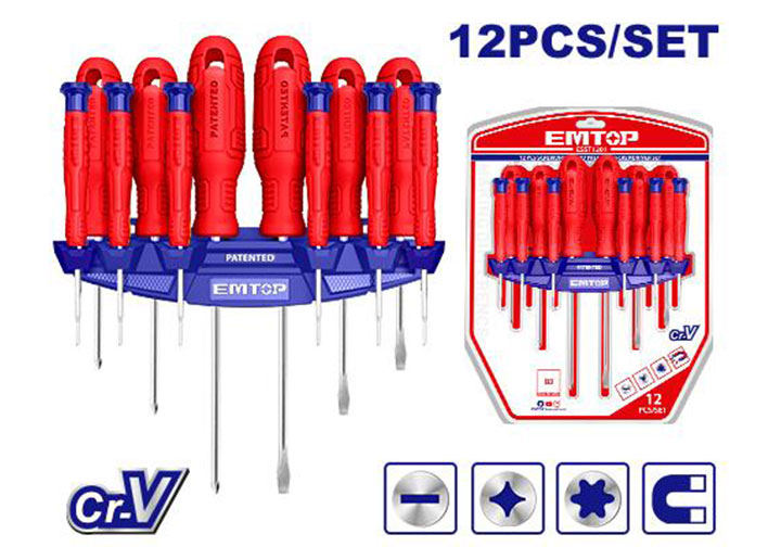 Bộ tuốc nơ vít đa năng 12 chi tiết Emtop ESST1201