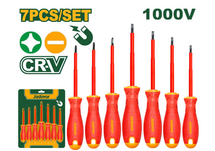 Bộ tuốc nơ vít dẹp và bake cách điện 7 chi tiết Jadever JDSS7407