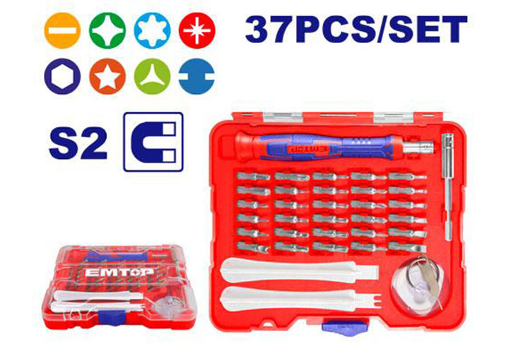 Bộ tuốc nơ vít điện tử 37 chi tiết Emtop EBST03702
