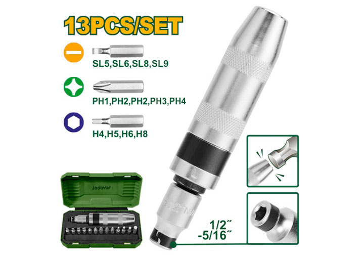 Bộ tuốc nơ vít đóng 13 chi tiết Jadever JDYM1B13