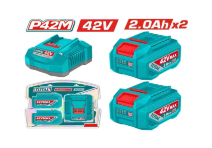 Đế sạc pin 42V và 2 pin 42V/2.0Ah P42M Total TFBCPM20221
